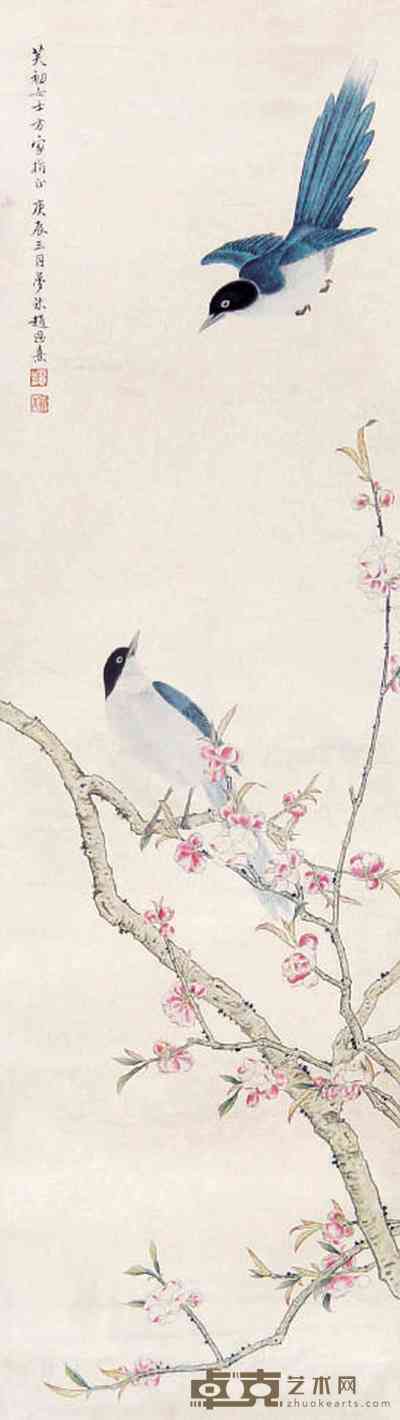 赵梦朱 花鸟 立轴 111×31cm